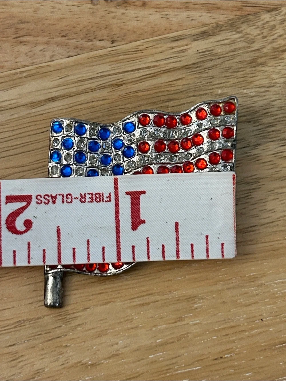 American Flag Red White Blue Rhinestone Brooch pin